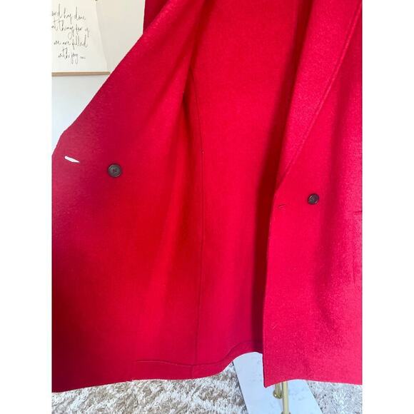 J.Crew Daphne Italian Boiled Wool Coat Red Double Breasted Longline Minimalist - Picture 5 of 12